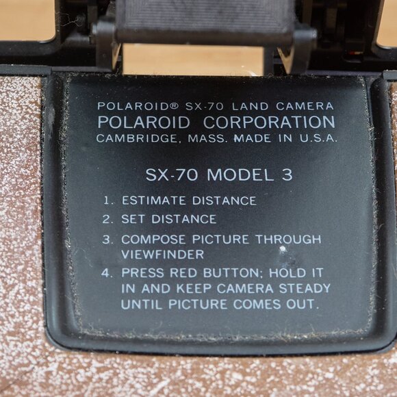 Vintage 70s Polaroid SX-70 Model 3 Land Camera, Black Body with Brown Leather - Picture 13 of 14